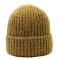 Warmer Damen Winter Strickmütze in Senfgelb mit meliertem Grobstrick-Muster - M(56-58cm) / Gelb