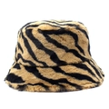 Cappello da pescatore invernale da donna con motivo tigrato in pelliccia sintetica - M / Stampa Tigre Marrone