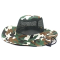 Men's camouflage sun hat with breathable mesh and adjustable chin strap for outdoors - M (56-58cm) / Brown Green