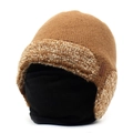 Winter knitted beanie and face mask set with warm sherpa lining for outdoor cycling - M (56-58cm) / Khaki
