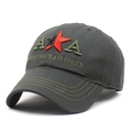 Berretto da baseball militare verde oliva con stella rossa e ricami in stile militare - Taglia unica / Verde