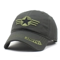 Olivgrüne Militär-Baseballkappe mit Sternemblem und U.S. ARMY Stickerei auf dem Schirm - M (56-58cm) / Grün