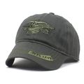 Men's tactical camouflage baseball cap with Navy SEAL trident embroidery on high quality fabric - One Size / Green