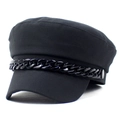 Casquette de marin chic en toile de coton noire avec grosse chaîne pour femme - M(56-58cm) / Noir