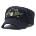 Gorra militar negra de algodón con bordado U.S. Naval y placa metálica del ejército - M(56-58cm) / Negro