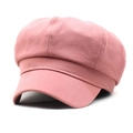Dettaglio del berretto baker boy in cotone rosa con cuciture e trama della tesa curva - M (56-58cm) / Rosa