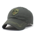 Olijfgroene tactische baseballcap met geborduurd schild en gele stiksels op de klep - Eén maat / Groen