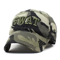 Berretto da baseball mimetico da uomo con ricamo SWAT e visiera curva effetto invecchiato - M (56-58cm) / Camouflage