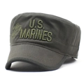 Olive green US Marines cadet cap with yellow embroidery and military logo details - M (56-58cm) / Green