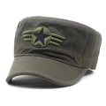 Legergroene katoenen militaire pet met U.S. Air Force borduursel en sterrenembleem - M (56-58cm) / Groen