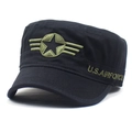 Zwarte katoenen militaire pet met olijfgroene ster en U.S. Airforce borduursel - M (56-58cm) / Zwart