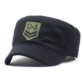 Cappello cadet classico in cotone nero con toppa ricamata militare US verde e piatta - M (56-58cm) / Nero