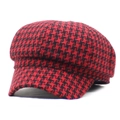 Gorra de repartidor clásica para mujer en pata de gallo roja y negra de lana muy abrigada - M / Rojo