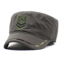 Berretto militare da uomo in cotone verde oliva con ricamo US e visiera camouflage - M (56-58cm) / Verde