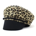 Berretto militare da donna leopardato con tesa nera piatta e corda intrecciata - M (56-58cm) / Cachi