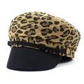 Cappello da marinaio leopardato da donna con visiera nera e corda decorativa - M (56-58cm) / Marrone