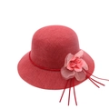 Chapeau de soleil respirant rouge foncé pour femme avec grande décoration florale en mousseline - Rouge