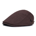 Vintage dark brown flat cap beret in cotton canvas with adjustable metal side buckles - Adjustable / Red Brown
