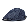 Klassische dunkelblaue Denim-Baskenmütze mit verstellbarer Metallschnalle seitlich - Verstellbar / Dunkelblau