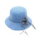 Chapeau de soleil bleu ciel respirant pour femme avec tressage de paille et ruban fleuri - Bleu