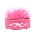 Detailed knit texture and fluffy pink faux fur design of the fun winter wig beanie - Adjustable / Pink Base With Pink Hair