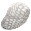 Close-up of light grey mesh flat cap showing breathable fabric texture for summer - Gray
