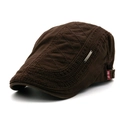 Men's dark brown cotton beret featuring diamond quilting and an adjustable strap - Adjustable / Coffee