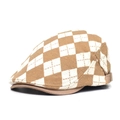 British style argyle ivy cap in coffee and beige featuring adjustable side straps - Adjustable / Khaki