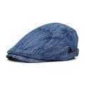 Klassische blaue Jacquard-Denim-Baskenmütze mit Vintage-Textur und Metallschnalle - Verstellbar / Hellblau