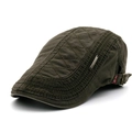 Men's dark green cotton ivy cap with diamond quilting and metal buckle adjustment - Adjustable / Army Green