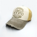 Cappellino NYPD vintage crema e verde militare con dettagli consumati e ricami retrò - Regolabile / Contrasto Beige E Verde Militare (2)