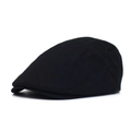 Berretto piatto classico nero in cotone per uomo e donna dal design retrò pulito - Regolabile / Nero