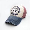 Cappellino NYPD retrò crema e blu navy con dettagli vintage effetto consumato - Regolabile / Contrasto Beige E Rosso (4)
