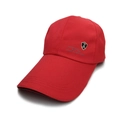 Berretto sportivo rosso in tela di cotone con visiera lunga e stemma a scudo lucido - Regolabile / Rosso