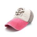 Berretto da baseball vintage con ancora in tela di cotone rosa e bianco con visiera usata - Regolabile / Rosa Rosso