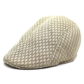 Beige mesh newsboy cap featuring breathable summer fabric and curved brim - Beige