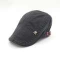 Dark grey cotton beret with GSJOR FASHION embroidery and eagle metal emblem - Adjustable / Dark Gray