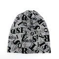 Gorro de punto gris con patrón de letras negras para hombre y mujer otoño invierno - Gris