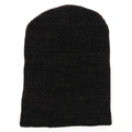 Macro view of the fine ribbed texture on a classic solid dark knit beanie hat - Coffee