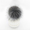 White knitted beanie with large fox fur pompom for women and kids in winter - Children Style / White