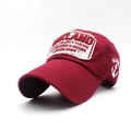 Gorra de béisbol vintage de algodón burdeos con parche Oakland y bordado de ancla - Ajustable / Rojo