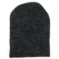Unisex dark grey marl knitted beanie hat featuring vertical ribbed texture and elastic fit - Black
