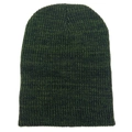 Unisex dark green and black marled knit beanie hat with a minimalist texture - Army Green