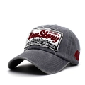 Cappellino da baseball in cotone grigio lavato con ricami vintage e toppa invecchiata - Regolabile / Grigio