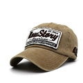 Vintage khaki washed cotton baseball cap with American style embroidery on front - Adjustable / Khaki