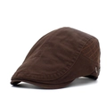 Béret plat en coton marron foncé avec coutures matelassées et rivets métalliques - Réglable / Café