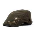 Béret vert armée en coton avec logo AJ métallique et broderie jaune ZC-GSTOR - Vert Militaire