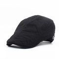 Casquette plate classique en coton noir avec surpiqûres en losanges pour hommes et femmes - Réglable / Noir