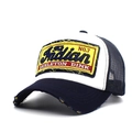 Berretto trucker blu navy e bianco con patch vintage e visiera effetto usurato - Regolabile / Blu Notte