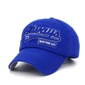Berretto da baseball blu navy in cotone con ricamo New York City visto da un angolo di 45° - Regolabile / Blu